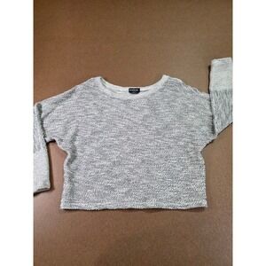 Bebe Womens Grey Marled Knit Batwing Sleeve Cropped Pullover Sweater Small Pet